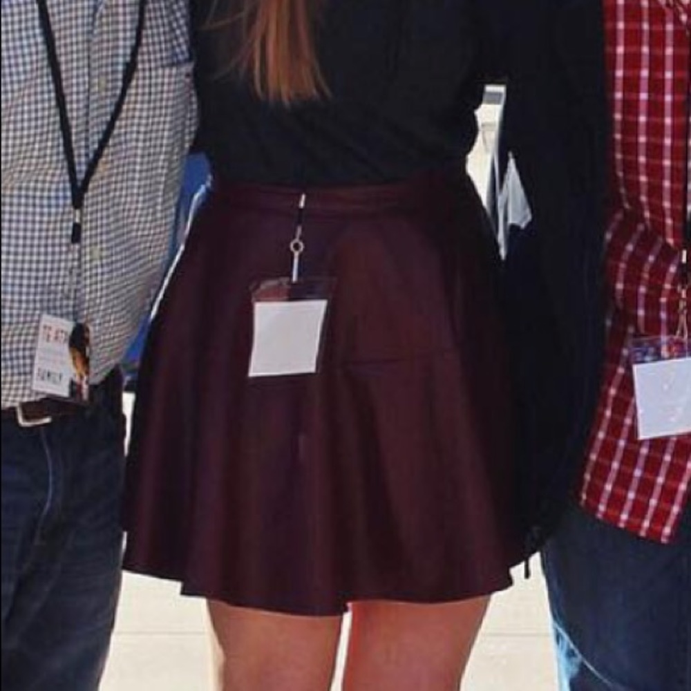 Maroon Leather Skirt